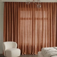 Custom Linesta Linen Light Filtering S-Fold Single Panel Curtain & Track Set